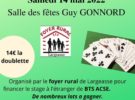 Concours de belote Le 14 mai 2022 Salle Guy Gonnord